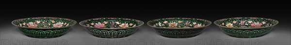 Set of Dishes, 1736-1795. China, Qing dynasty (1644-1912), Qianlong reign (1735-1795). Porcelain with famille rose overglaze enamel decoration; diameter: 16 cm (6 5/16 in.); overall: 3.2 cm (1 1/4 in.).