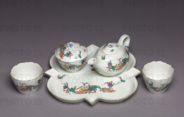 Tea Service (Déjeuner), c. 1730. Chantilly Porcelain Factory (French). Tin-glazed soft-paste porcelain with enamel decoration;