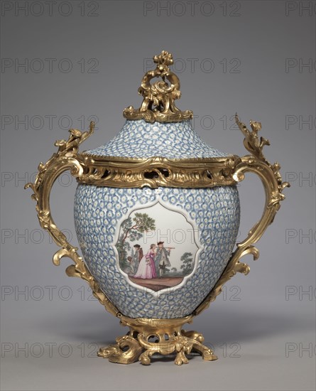Covered Vase, 1749. Meissen Porcelain Factory (German). Porcelain mounted in gilt bronze; overall: 37.4 x 32.7 x 21 cm (14 3/4 x 12 7/8 x 8 1/4 in.).