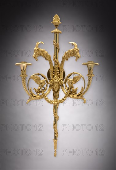 Candle Bracket Pair , c. 1780. France, style of Louis XVI, 18th Century. Gilt bronze; overall: 63.5 x 34.3 cm (25 x 13 1/2 in.).