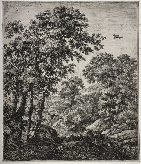 Elijah Fed by the Ravens. Anthonie Waterloo (Dutch, 1609/10-1690). Etching