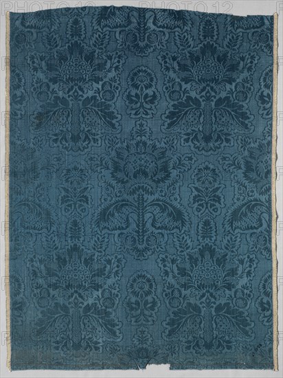 Fragment of Figured Silk for Upholstery, 1700-1750. France, first half of 18th century. Damask and cannelé, silk; overall: 57.2 x 77.5 cm (22 1/2 x 30 1/2 in.)