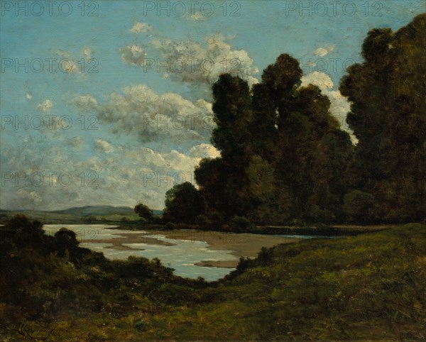The River Loire at Nevers, 1901. Henri Joseph Harpignies (French, 1819-1916). Oil on fabric; framed: 90 x 106 x 9 cm (35 7/16 x 41 3/4 x 3 9/16 in.); unframed: 66 x 81.5 cm (26 x 32 1/16 in.).