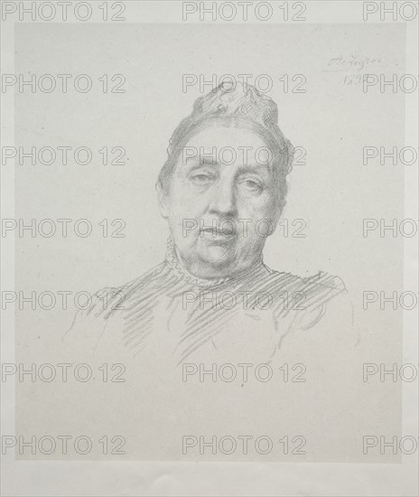 Portrait of Madame Kemp, Front View (3rd Plate). Alphonse Legros (French, 1837-1911). Lithograph