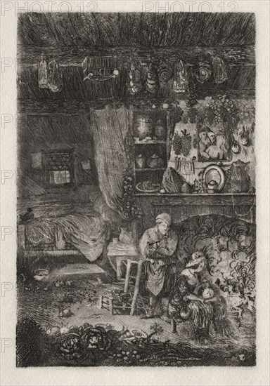 Flemish Interior, 1856-66. Rodolphe Bresdin (French, 1822-1885). Etching and roulette; sheet: 32.5 x 25.2 cm (12 13/16 x 9 15/16 in.); platemark: 23 x 14.1 cm (9 1/16 x 5 9/16 in.)