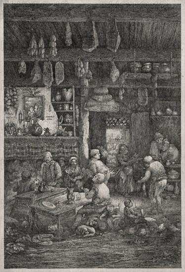 Moldavian Interior, 1856. Rodolphe Bresdin (French, 1822-1885). Lithograph; sheet: 31.5 x 23.5 cm (12 3/8 x 9 1/4 in.); image: 16.7 x 11.2 cm (6 9/16 x 4 7/16 in.).