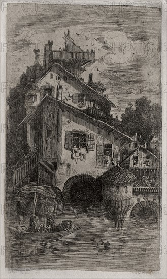 The Mill, 1866. Rodolphe Bresdin (French, 1822-1885). Etching; sheet: 17.4 x 9.9 cm (6 7/8 x 3 7/8 in.); image: 14 x 8.2 cm (5 1/2 x 3 1/4 in.)