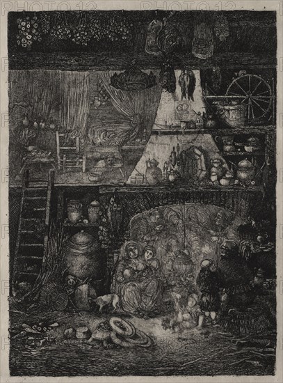 Peasant Interior in the Haute-Garonne, 1858. Rodolphe Bresdin (French, 1822-1885). Etching; sheet: 34.7 x 27.3 cm (13 11/16 x 10 3/4 in.); platemark: 19.7 x 12.8 cm (7 3/4 x 5 1/16 in.)