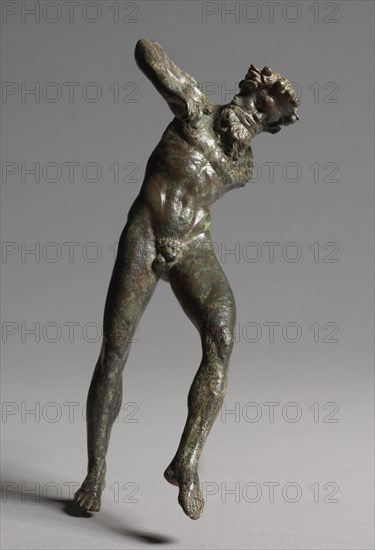 Piping and Dancing Satyr, 300-100 BC. Greece, Alexandria (?), 3rd-2nd Centuries BC. Bronze; overall: 21 cm (8 1/4 in.).