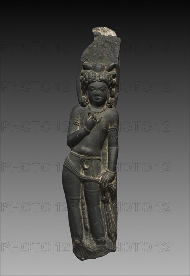 Personification of the Discus, 670. Northeastern India, Bihar, Aphsad, early Pala period, 7th Century. Chlorite; overall: 81.3 cm (32 in.).