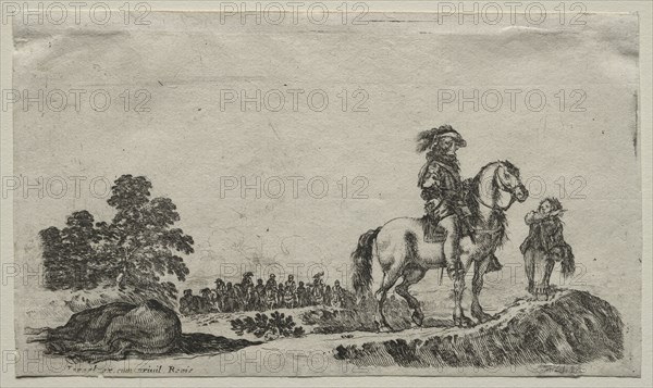 Various Figures and Landscapes:  A Lost Horseman Enquiring the Way, 1649. Stefano Della Bella (Italian, 1610-1664). Etching