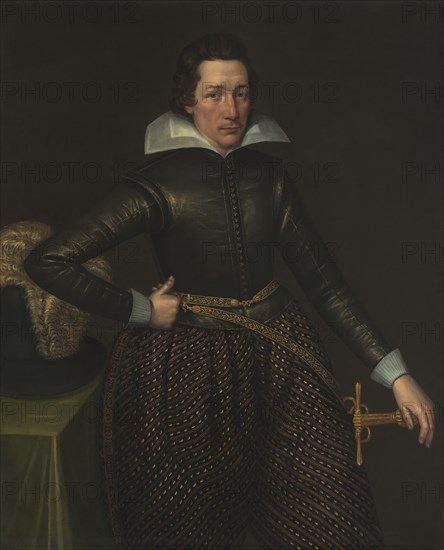 Portrait of a Man, c. 1610. England (Anglo-Dutch), 17th century. Oil on canvas; framed: 142.5 x 120.5 x 6.5 cm (56 1/8 x 47 7/16 x 2 9/16 in.); unframed: 123.2 x 99.8 cm (48 1/2 x 39 5/16 in.).