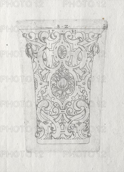 Ornamental Beaker, 1581. Bernhard Zan (German). Engraving