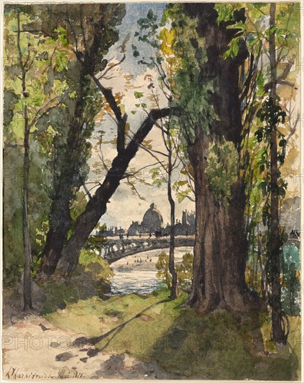 View of the Institut de France from the Foot of the Pont Royal, 1870. Henri Joseph Harpignies (French, 1819-1916). Watercolor; sheet: 23.9 x 19 cm (9 7/16 x 7 1/2 in.).