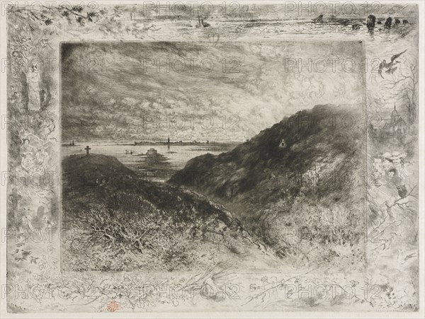 The Cliff, Bay of Saint Malo, 1886-1890. Félix Hilaire Buhot (French, 1847-1898). Etching, drypoint, aquatint and roulette; sheet: 40.1 x 50.8 cm (15 13/16 x 20 in.); platemark: 30.1 x 40.1 cm (11 7/8 x 15 13/16 in.)