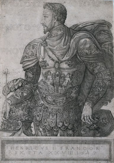 Henri II, King of France, at the age of 28, 1547. Nicolo della Casa (French, active 1543–48). Engraving; sheet: 41.3 x 29.3 cm (16 1/4 x 11 9/16 in.)