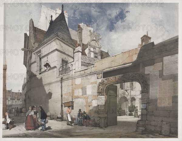Picturesque Architecture in Paris, Ghent, Antwerp, Rouen:  Hôtel de Cluny, Paris, 1839. Thomas Shotter Boys (British, 1803-1874). Lithograph