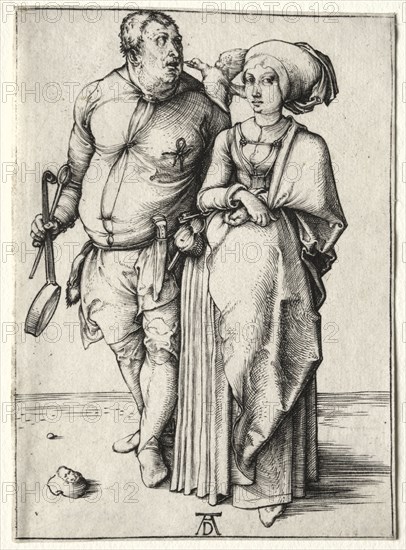 The Cook and His Wife, probably 1497. Albrecht Dürer (German, 1471-1528). Engraving