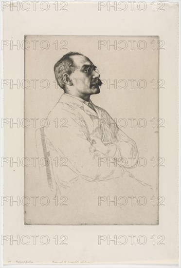 Sir Rudyard Kipling, 1898. William Strang (British, 1859-1921). Etching