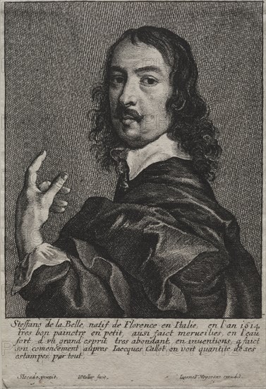 Portrait of Stefano della Bella. Wenceslaus Hollar (Bohemian, 1607-1677). Etching