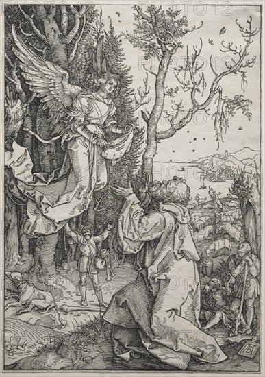 The Life of the Virgin: Joachim and the Angel, c. 1504. Albrecht Dürer (German, 1471-1528). Woodcut
