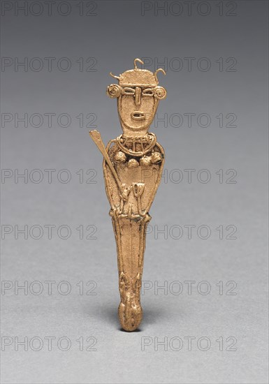 Tunjos (Votive Offering Figurine), c. 900-1550. Colombia, Muisca style, 10th-16th century. Cast gold; overall: 6.9 x 1.9 x 0.3 cm (2 11/16 x 3/4 x 1/8 in.).