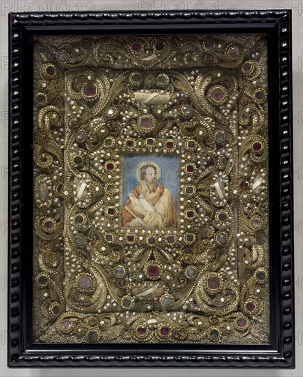 Reliquary Picture, c. 1700. Spain, 18th century. Metallic lace and galloon; overall: 35 x 28 x 5 cm (13 3/4 x 11 x 1 15/16 in.).