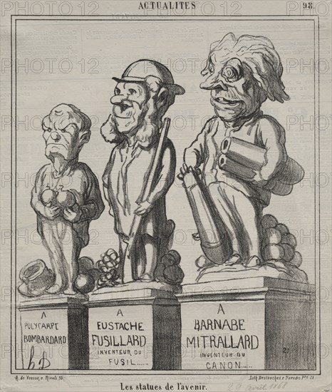 Publsihed in le Charivari (28 April 1868): Actualities (plate 98): Statues of the future, 1868. Honoré Daumier (French, 1808-1879). Lithograph; sheet: 28.5 x 25 cm (11 1/4 x 9 13/16 in.); image: 24.4 x 21 cm (9 5/8 x 8 1/4 in.)