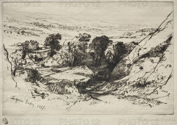 Nine Barrow Down, 1877. Francis Seymour Haden (British, 1818-1910). Drypoint