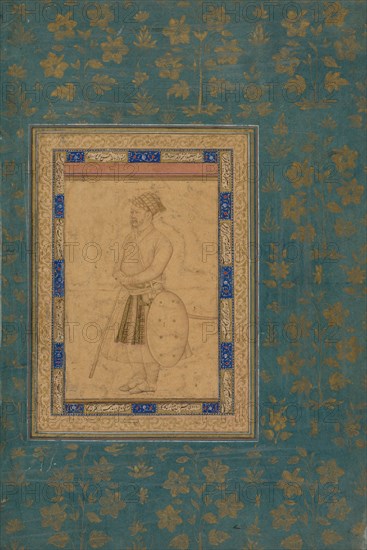 Portrait of an Unidentified Noble from Shah Jahan's Court, c. 1640-1650. India, Mughal Dynasty (1526-1756). Partially colored drawing; image: 14.4 x 10.2 cm (5 11/16 x 4 in.); overall: 39 x 27 cm (15 3/8 x 10 5/8 in.).