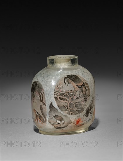 Snuff Bottle with Stopper, 1736-1795. China, Qing dynasty (1644-1912), Qianlong reign (1735-1795). Crystal; with cover: 8.4 cm (3 5/16 in.).