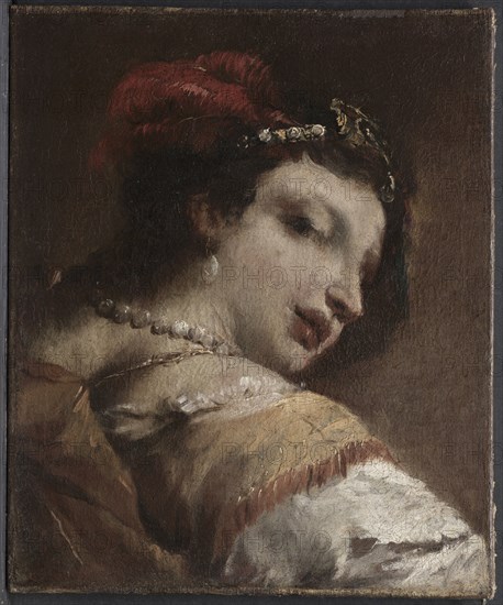 Head of a Woman, c. 1739. Antonio Guardi (Italian, 1699-1760). Oil on canvas; framed: 62.5 x 53.5 x 6 cm (24 5/8 x 21 1/16 x 2 3/8 in.); unframed: 45.5 x 37.6 cm (17 15/16 x 14 13/16 in.).