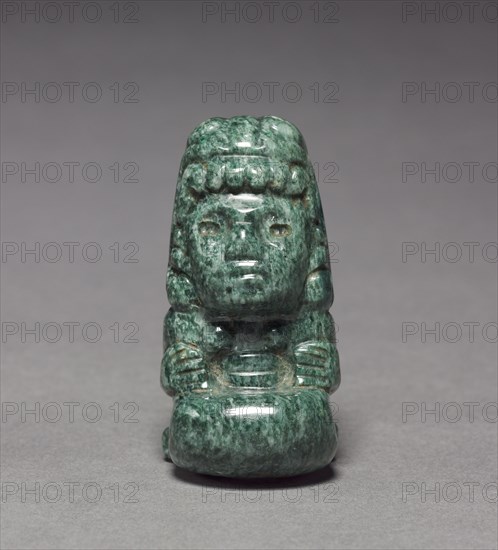 Female Figurine, 1325-1519. Central Mexico, Aztec, Post-Classic Period. Jadeite; overall: 6.6 x 3.4 x 4.2 cm (2 5/8 x 1 5/16 x 1 5/8 in.).