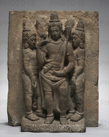 Triad, early 900s. Indonesia, Central Java, Prambanam, Temple of Loro Jonggrang, early 10th Century. Volcanic stone; overall: 66 cm (26 in.).