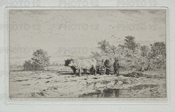 Landscape, Labourers, 1845. Charles-Émile Jacque (French, 1813-1894). Etching