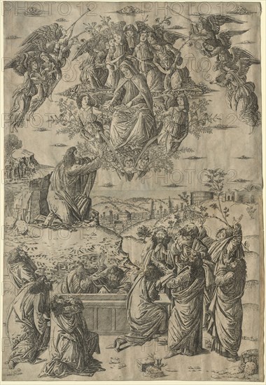 The Assumption of the Virgin, c. 1495. Francesco Rosselli (Italian, 1448-before 1513). Engraving printed on two sheets from two plates