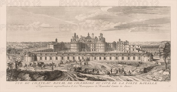 Vue du Château royal de Chambord, du côte de la Porte royale. Jacques Rigaud (French, 1681-1754). Engraving