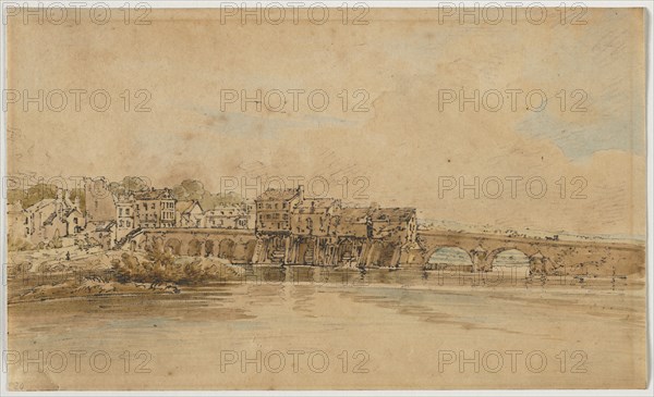 A Selection of Twenty of the Most Picturesque Views in Paris:  On the Banks of the Marne below the Bridge at Charenton, 1802. Thomas Girtin (British, 1775-1802). Soft-ground etching with bistre wash
