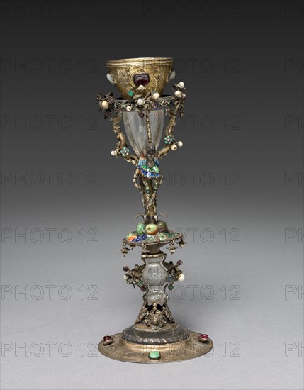 Blood Reliquary, 1500s. Italy (?), 16th century. Gilt silver; overall: 35.6 cm (14 in.); diameter of base: 10 cm (3 15/16 in.); average: 4.7 x 6 cm (1 7/8 x 2 3/8 in.)