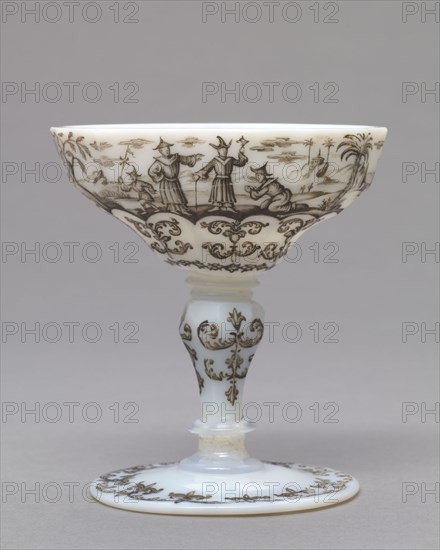 Cup, c. 1735. Ignaz Preissler (Bohemian, 1676-1741). Opal glass; diameter: 11.5 x 8.3 cm (4 1/2 x 3 1/4 in.); overall: 7.2 x 10 cm (2 13/16 x 3 15/16 in.).