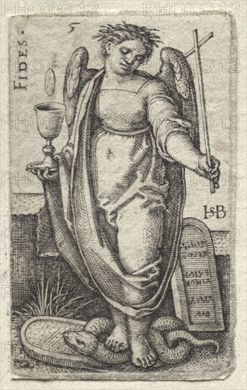 The Knowledge of God and the Seven Cardinal Virtues:  Fidelity - Fides. Hans Sebald Beham (German, 1500-1550). Engraving