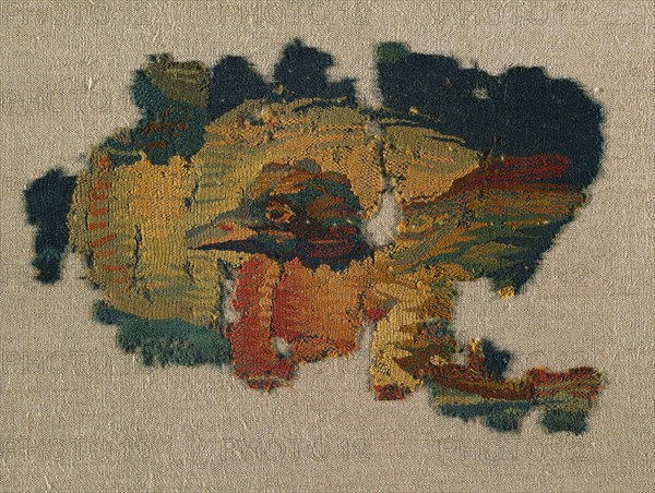 Duck's Head from a Large Curtain, 200s. Egypt, Byzantine period, 4th Century. Tapestry weave: wool; overall: 17.2 x 24.2 cm (6 3/4 x 9 1/2 in.).