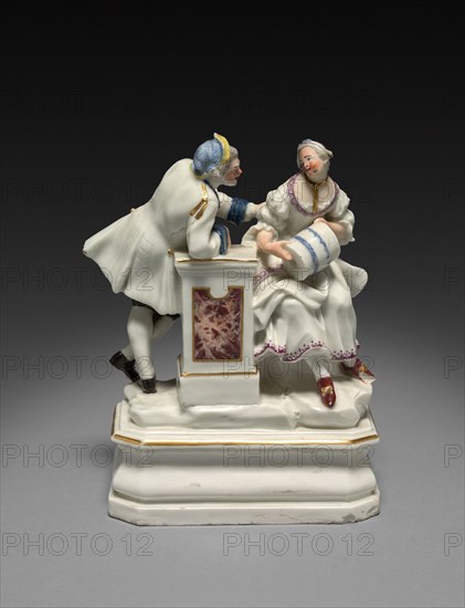 Woman and Man, c. 1750. Italy, Naples, Capo di Monte, 18th century. Porcelain; overall: 18.5 x 14.6 cm (7 5/16 x 5 3/4 in.); base: 13.4 x 7 cm (5 1/4 x 2 3/4 in.).