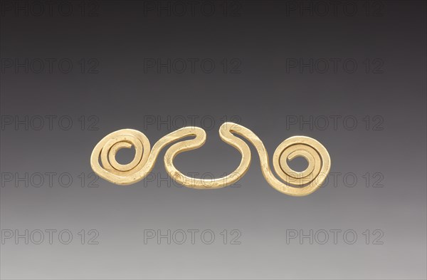 Nose Plug, 200-1000. Ecuador, Esmeraldas, 3rd-10th Century. Gold; overall: 1.8 x 6 cm (11/16 x 2 3/8 in.).