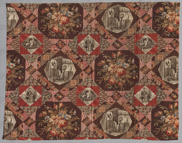 Roller Printed Cotton Textile, 19th century. America, 19th century. Plain cloth, roller printed: cotton; average: 53 x 64.8 cm (20 7/8 x 25 1/2 in.).