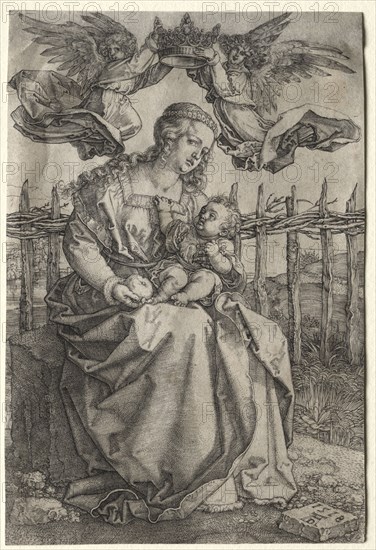 The Virgin Crowned by Two Angels, 1518. Albrecht Dürer (German, 1471-1528). Engraving