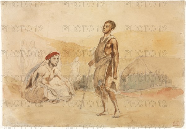 Moroccans in the Countryside, 1832. Eugène Delacroix (French, 1798-1863). Watercolor over graphite; sheet: 18.7 x 27.2 cm (7 3/8 x 10 11/16 in.).