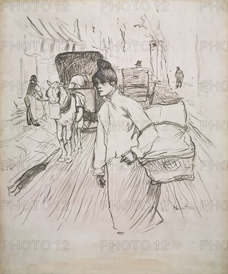 The Laundress, 1888. Henri de Toulouse-Lautrec (French, 1864-1901). Black and gray wash with white paint, scratched away in places; sheet: 75.9 x 63.1 cm (29 7/8 x 24 13/16 in.).