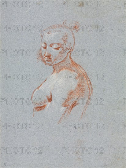 Verona Sketchbook: Female nude (page 27), 1760. Francesco Lorenzi (Italian, 1723-1787). Red chalk with white heightening ; sheet: 32 x 23 cm (12 5/8 x 9 1/16 in.).