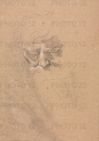 Verona Sketchbook: Male head (page 80), 1760. Francesco Lorenzi (Italian, 1723-1787). Black chalk with white heightening ; sheet: 32 x 23 cm (12 5/8 x 9 1/16 in.).